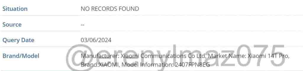 Xiaomi 14T Pro IMEI