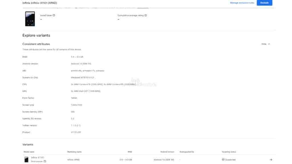 Infinix XPAD Google Play COnsole WIFI Only