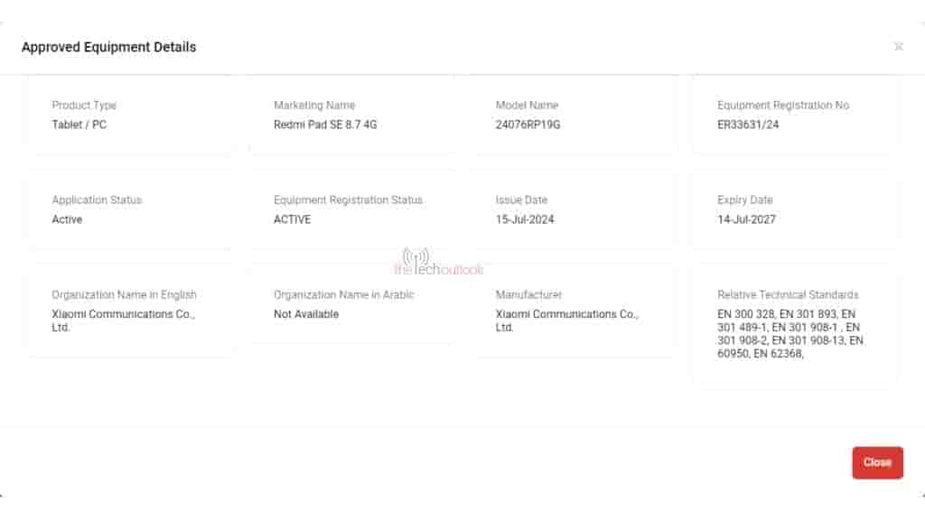 Redmi Pad SE 8.7 4G spotted on TDRA