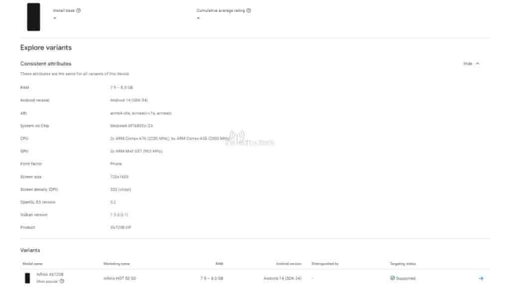 Infinix Hot 50 5G another model spotted on Google Play Console