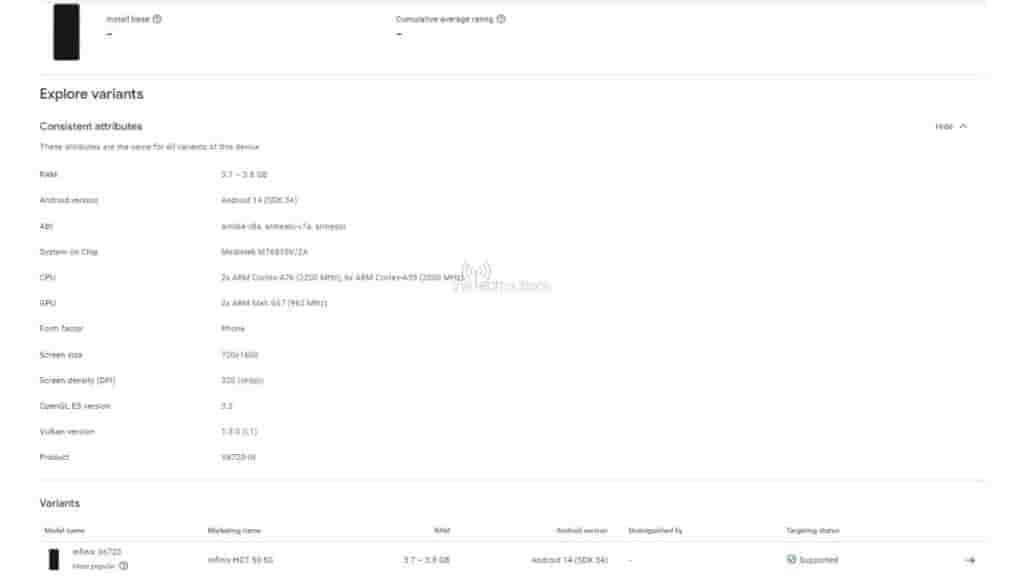 Infinix Hot 50 5G spotted on Google Play Console