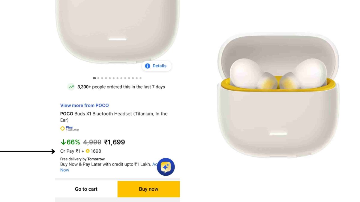 If you have 1698 Flipkart’s SuperCoin, then you can get POCO Buds X1 for just Rs 1