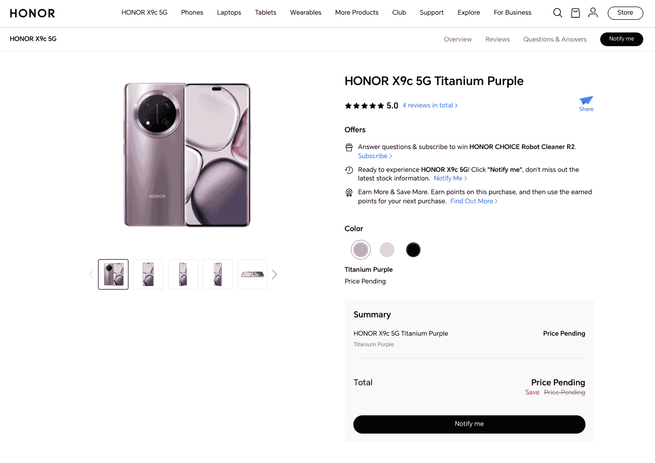 Honor X9c 5G - Listing