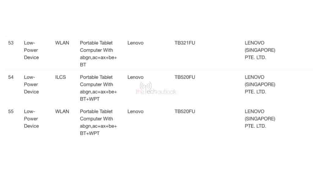 New Lenovo Tablet Spotted on Singapore's IMDA Certification Platform
