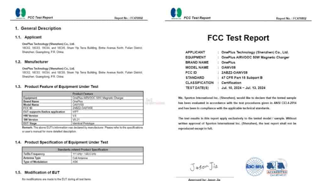 OPPO AIRVOOC 50W Magnetic Charger Spotted on FCC and will also come with OnePlus Branding 1