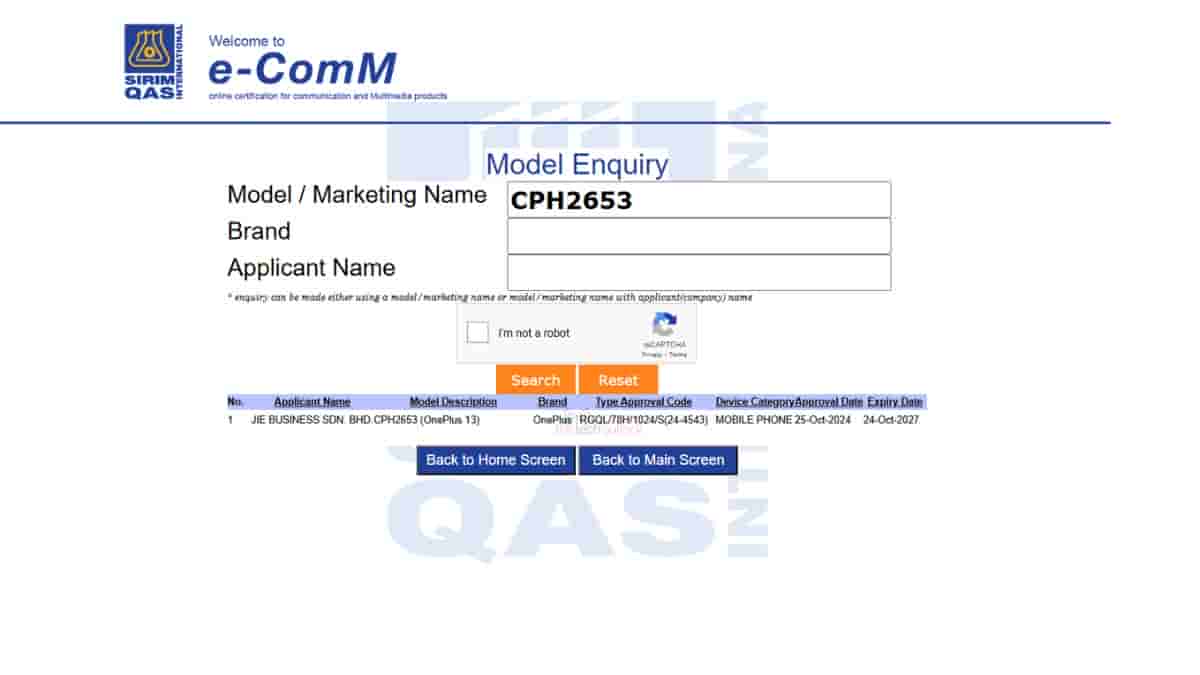OnePlus 13 Global variant spotted on SIRIM