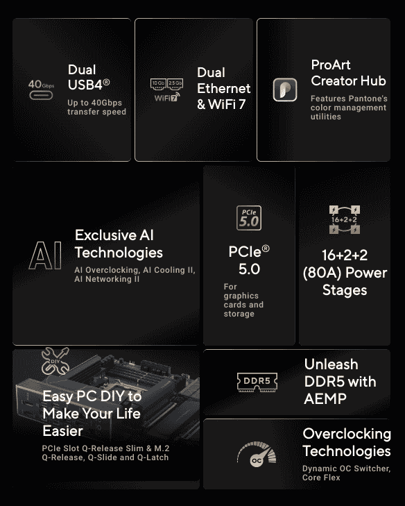 ProArt X870E-CREATOR WIFI - Key Specs