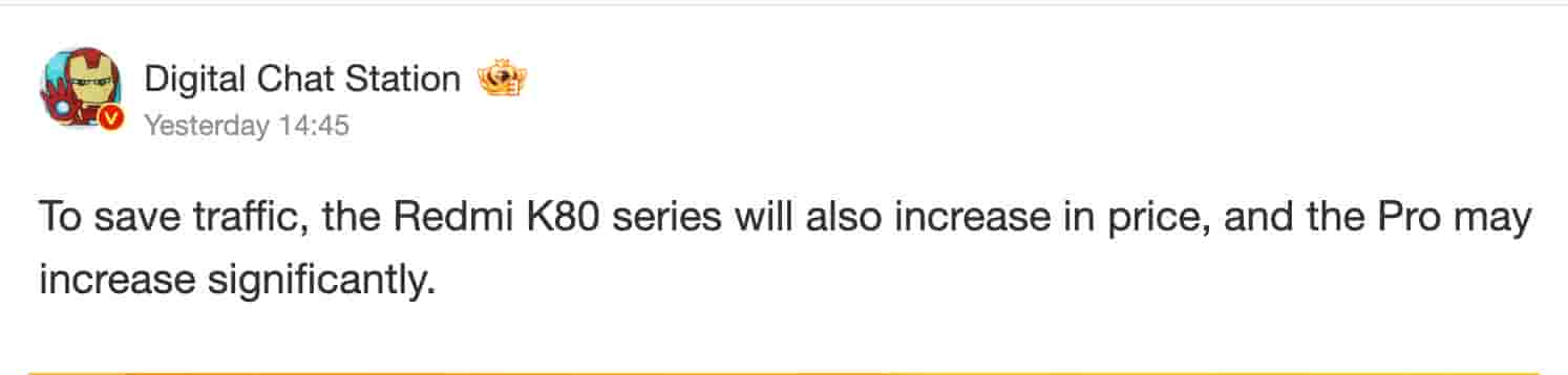 Redmi K80 Series - Weibo Update - Digital Chat Station