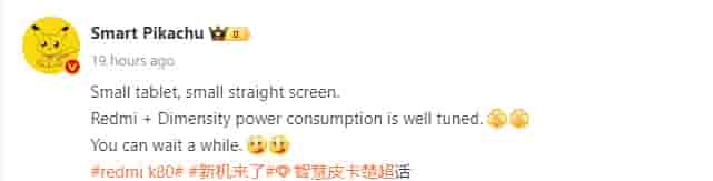 Redmi - New Small Tablet Coming - Smart Pikachu - Weibo Post