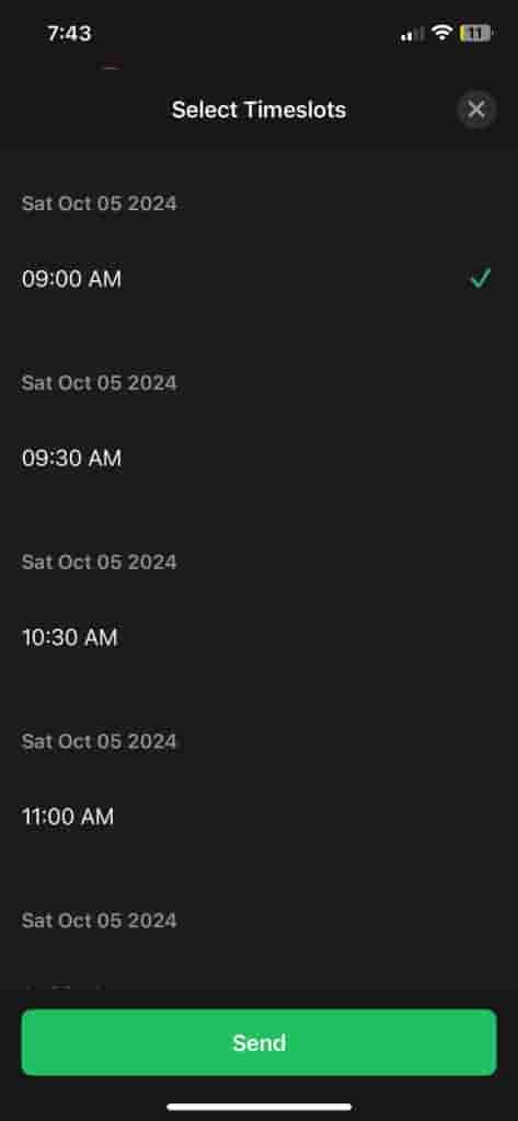 Select Time Slot Sign Language Support