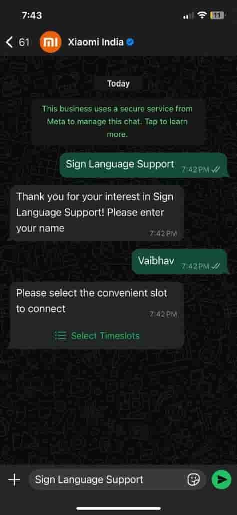 Xiaomi Sign Language Support