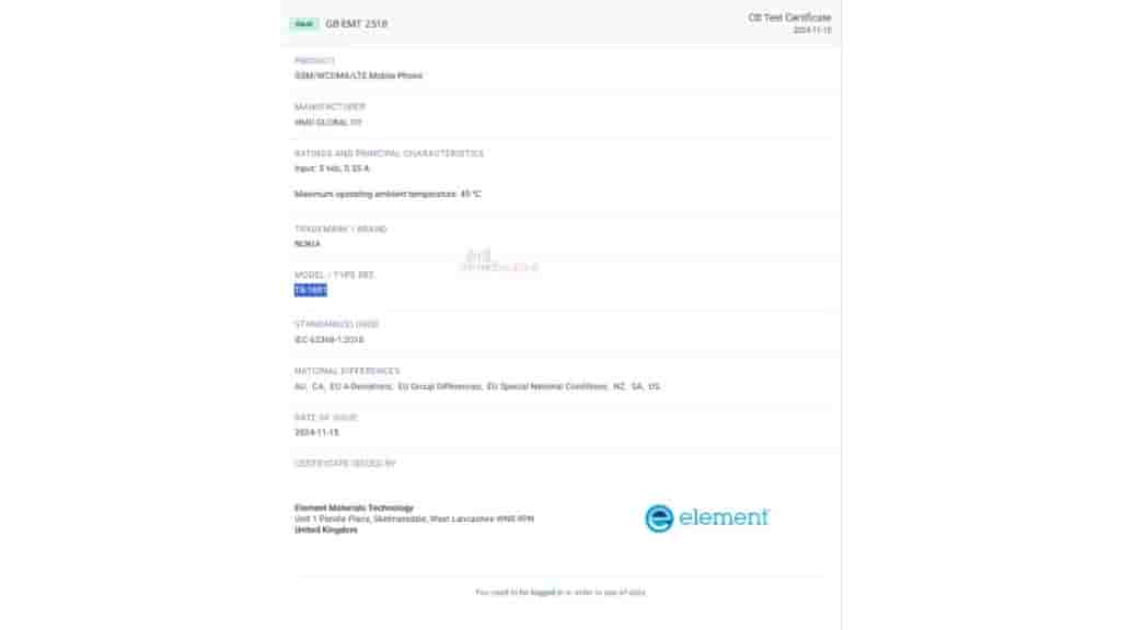 Alleged HMD Moon Light Spotted on Elements certification