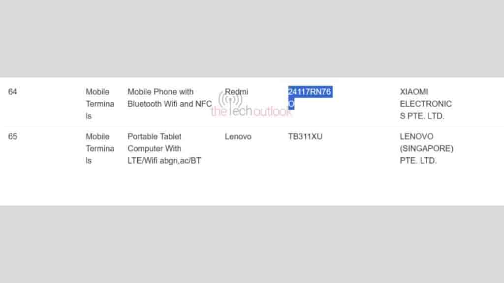 Redmi Phone - IMDA Certification