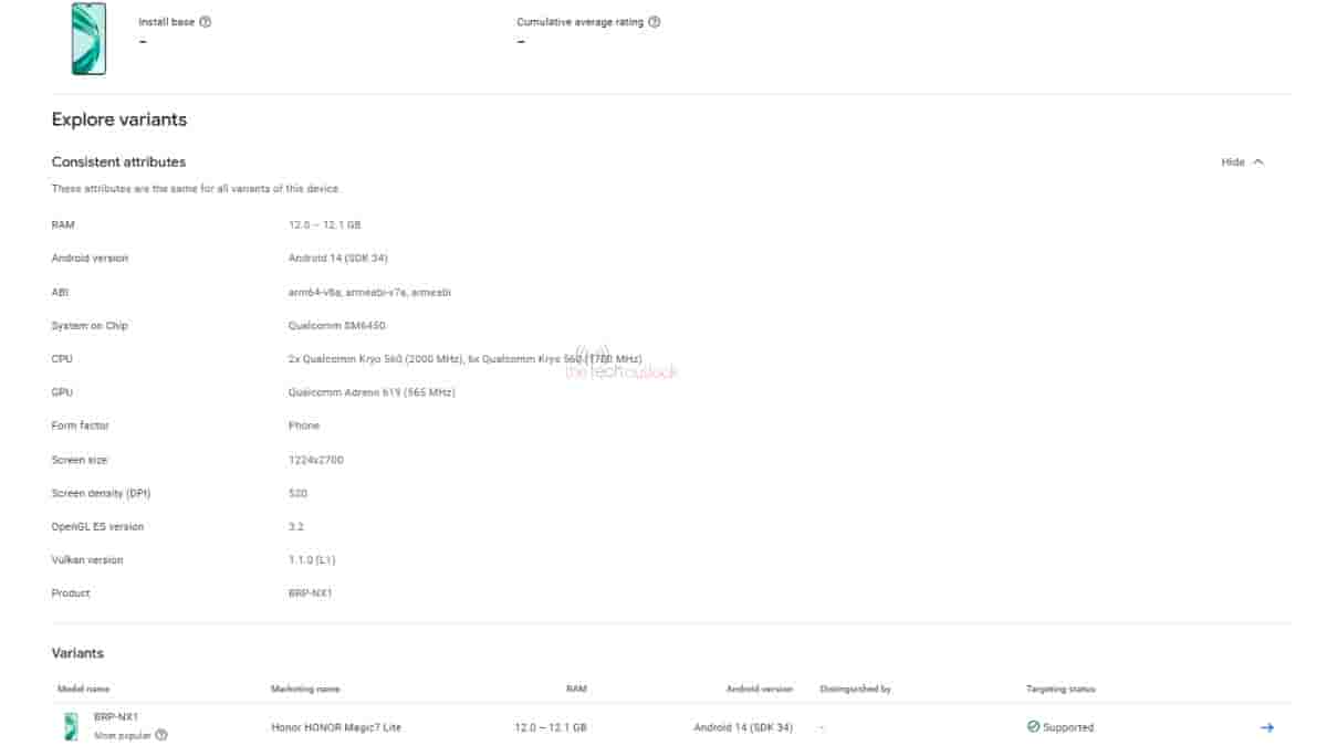 Honor Magic 7 Lite spotted on Google Play Console