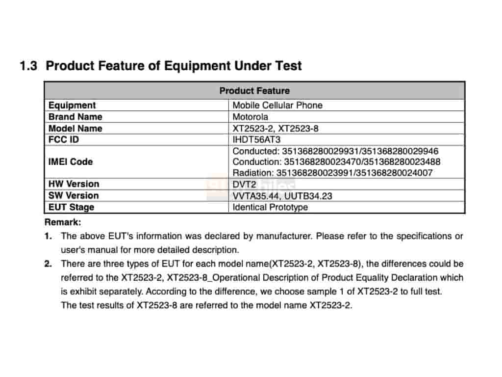 Moto E15 FCC 2