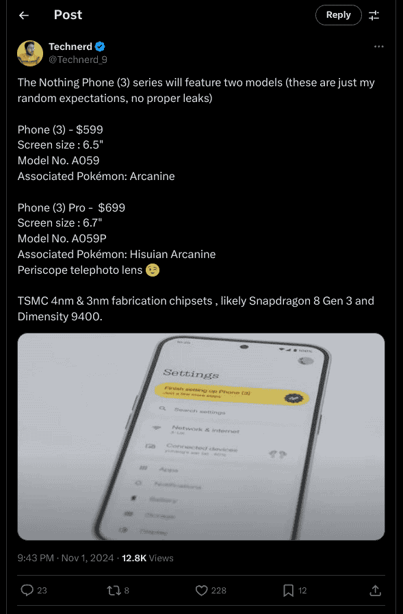 Nothing Phone (3) Series - X Post