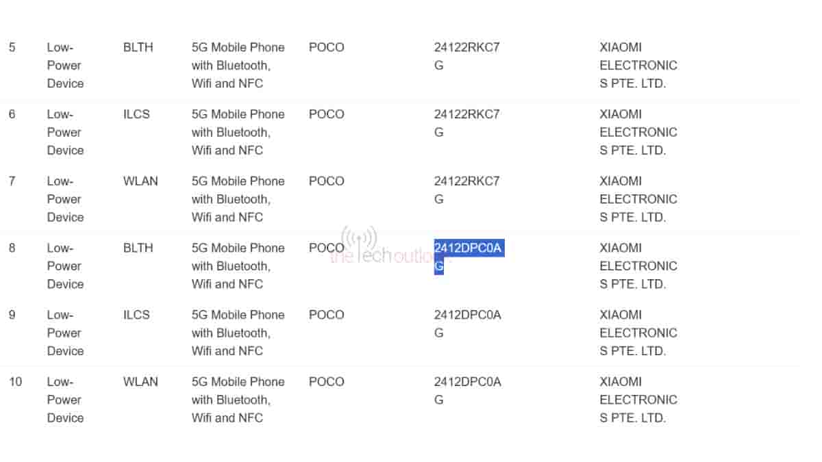 Poco F7 and Poco F7 Ultra spotted on IMDA