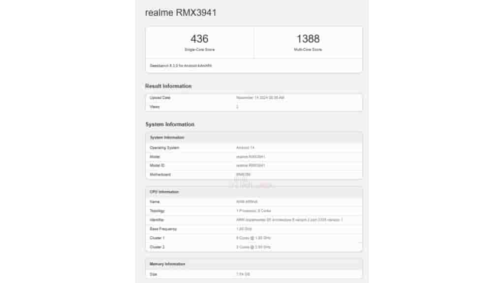 Realme C75 Spotted on Geekbench
