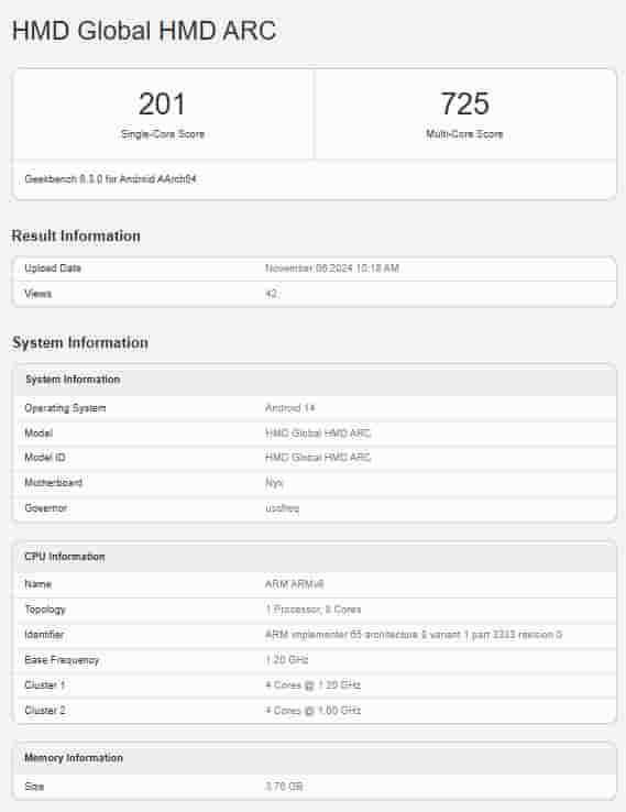 HMD ARC - Geekbench