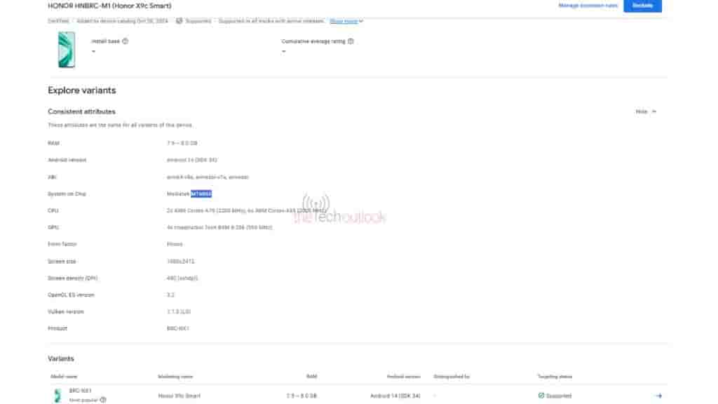 Honor X9c Smart spotted on Google Play Console