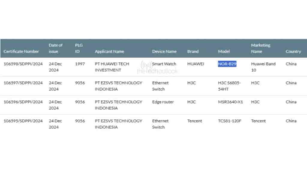 Huawei Band 10 - SDPPI