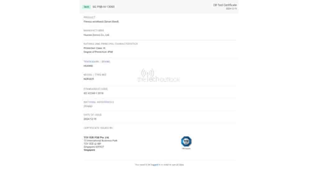 Huawei Band 10 - TUV SUD