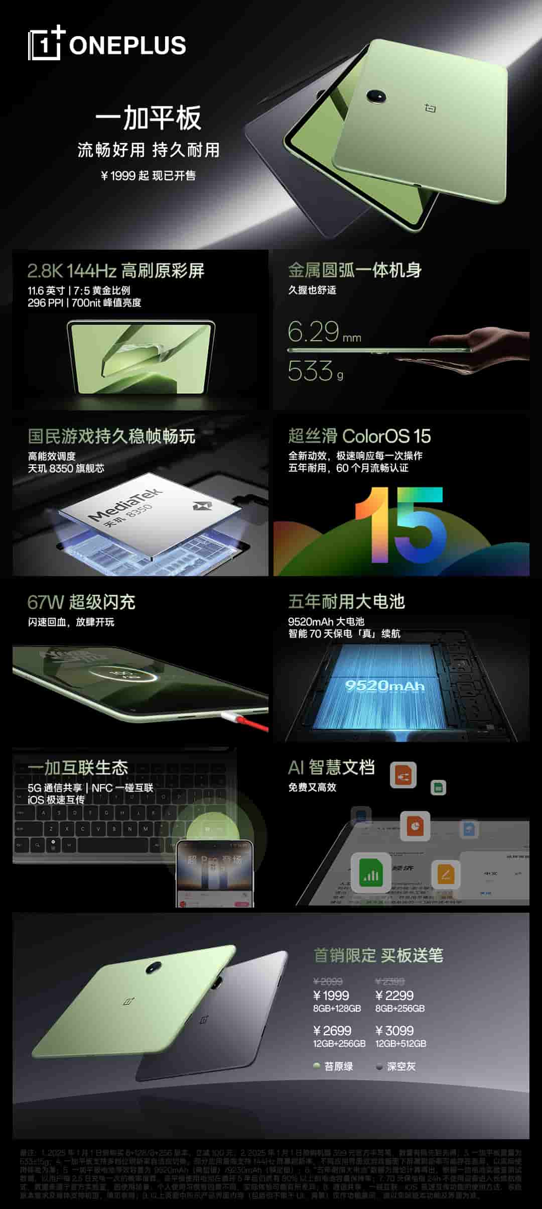 OnePlus Tablet for Students - Key Specs