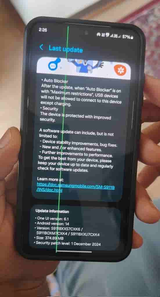 Samsung Galaxy S23 - Green Line Issue Following December 2024 Security Patch Update