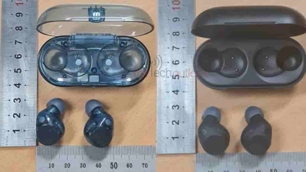Sony 'YY2986' - Transparent Blue and Black Earbuds and Cases