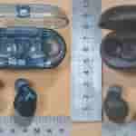 Sony 'YY2986' - Transparent Blue and Black Earbuds and Cases