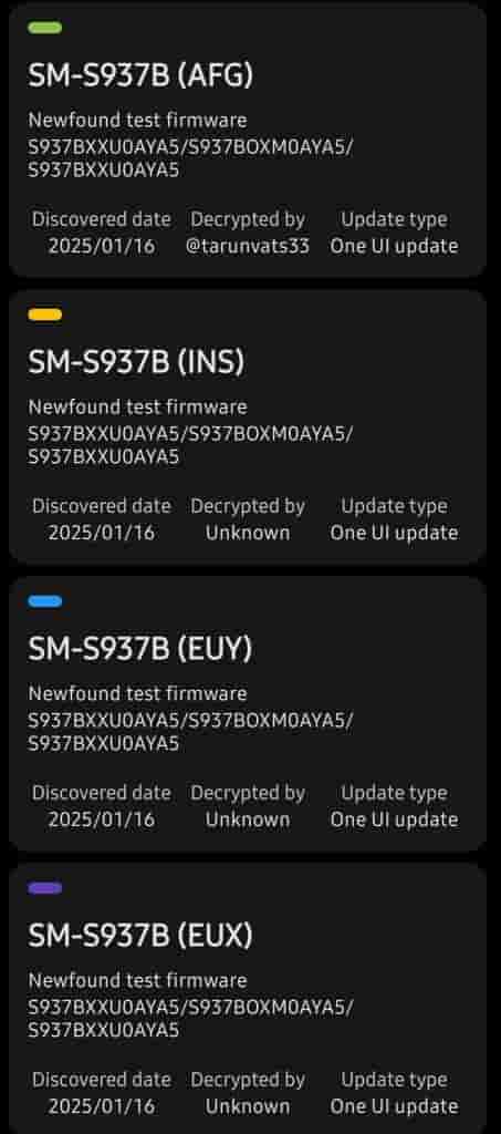 Galaxy S25 Slim (SM-S937B) - First One UI 7 Test Build Spotted on Server