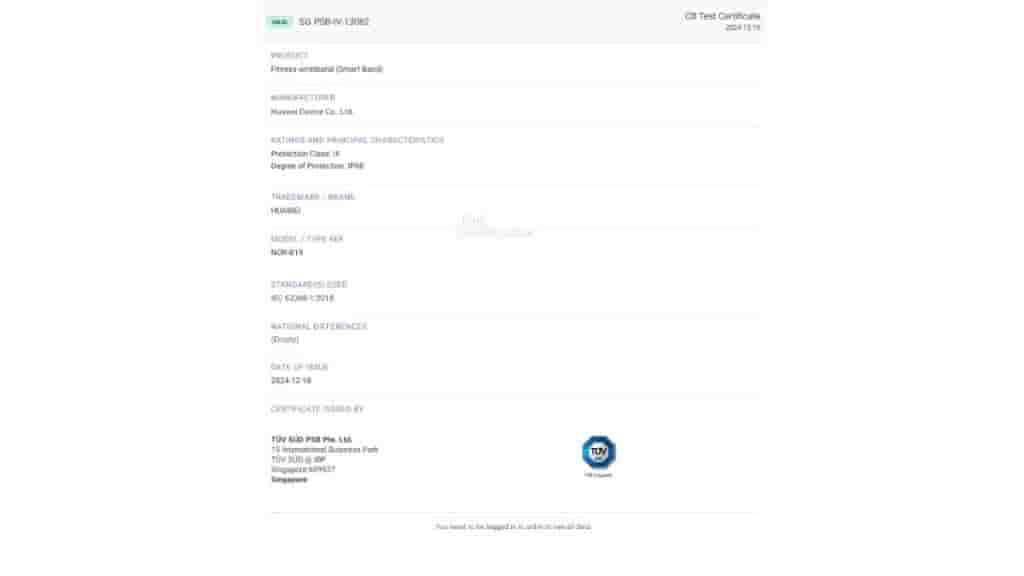 Huawei Band 10 again spotted with a new model number on TUV
