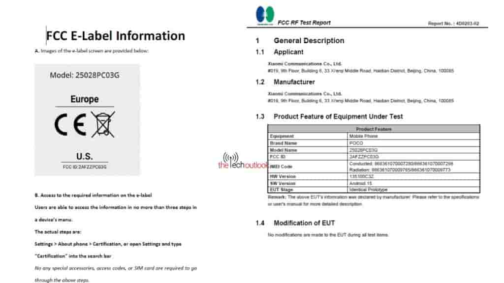 POCO C71 - FCC Certification (2)