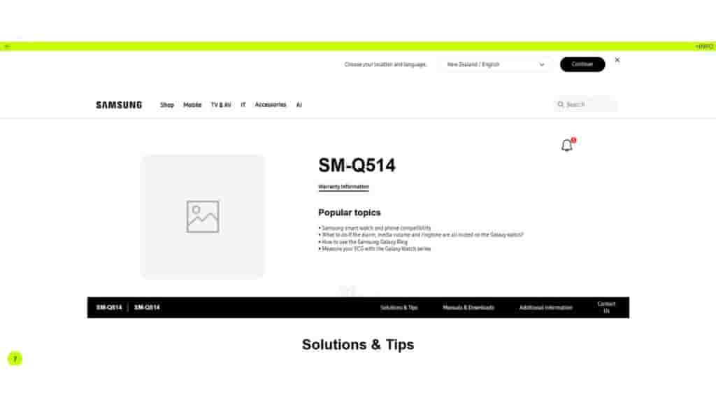 Samsung Galaxy Ring - Size '14' - New Zealand Support Page