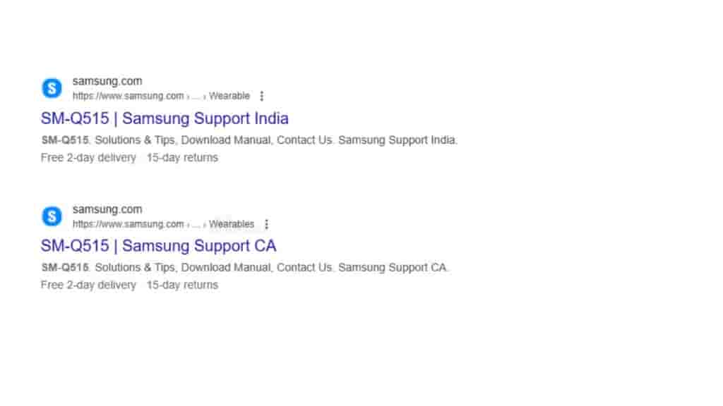 Samsung Galaxy Ring Size 15 India and Canadian support page up