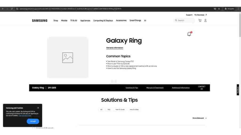 Samsung Galaxy Ring - Size '15' - Indian Support Page