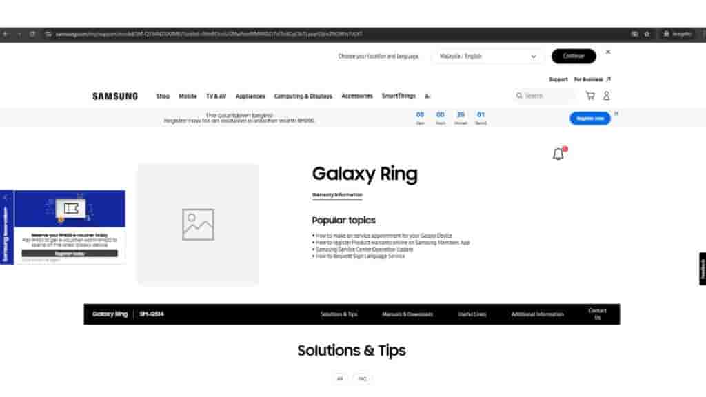 Samsung Galaxy Ring - Size '14' - Malaysian Support Page