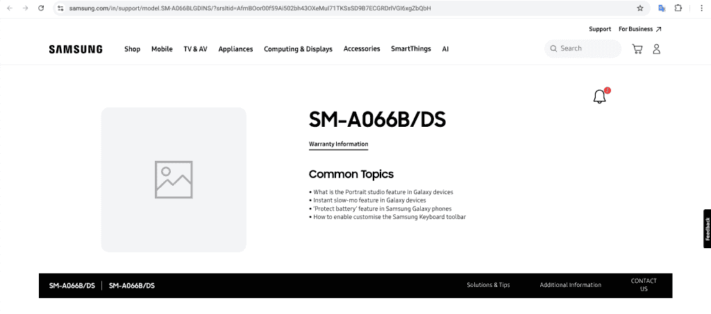 Samsung Galaxy A06 5G - India Support Page