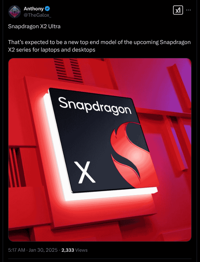 Snapdragon X2 Ultra - X Update