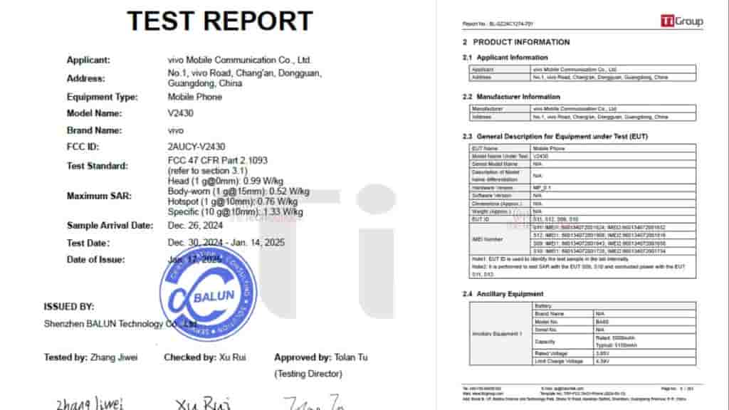 Vivo Y04 Battery Specs Via FCC