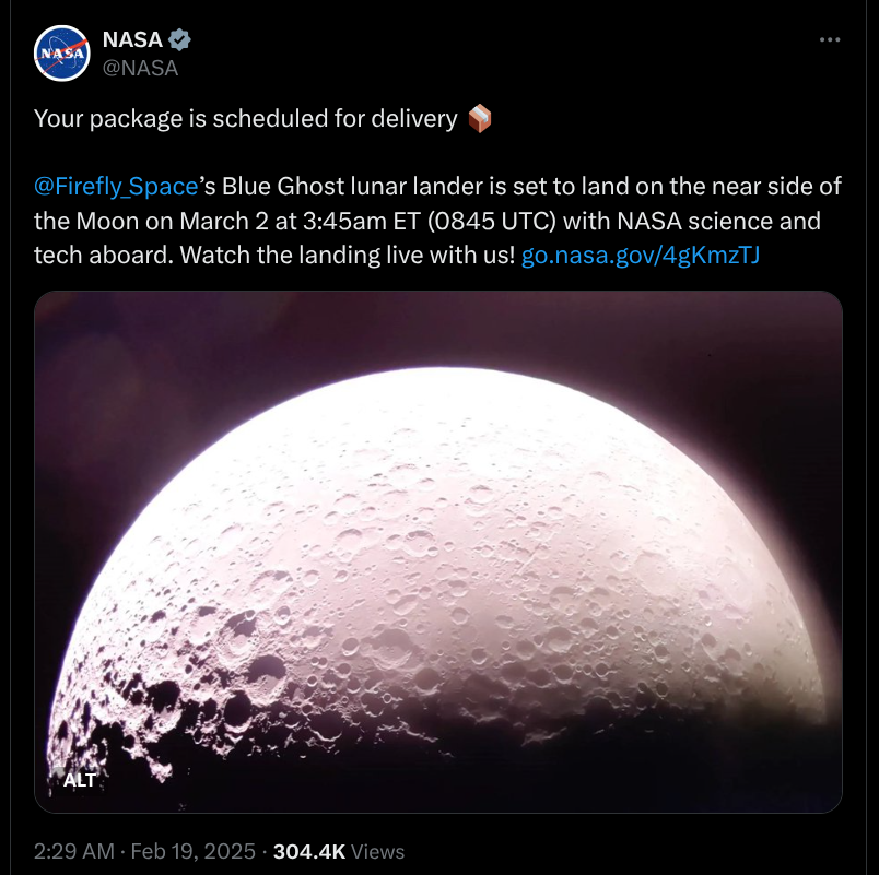 Blue Ghost Lunar Lander Landing on Moon - X Update