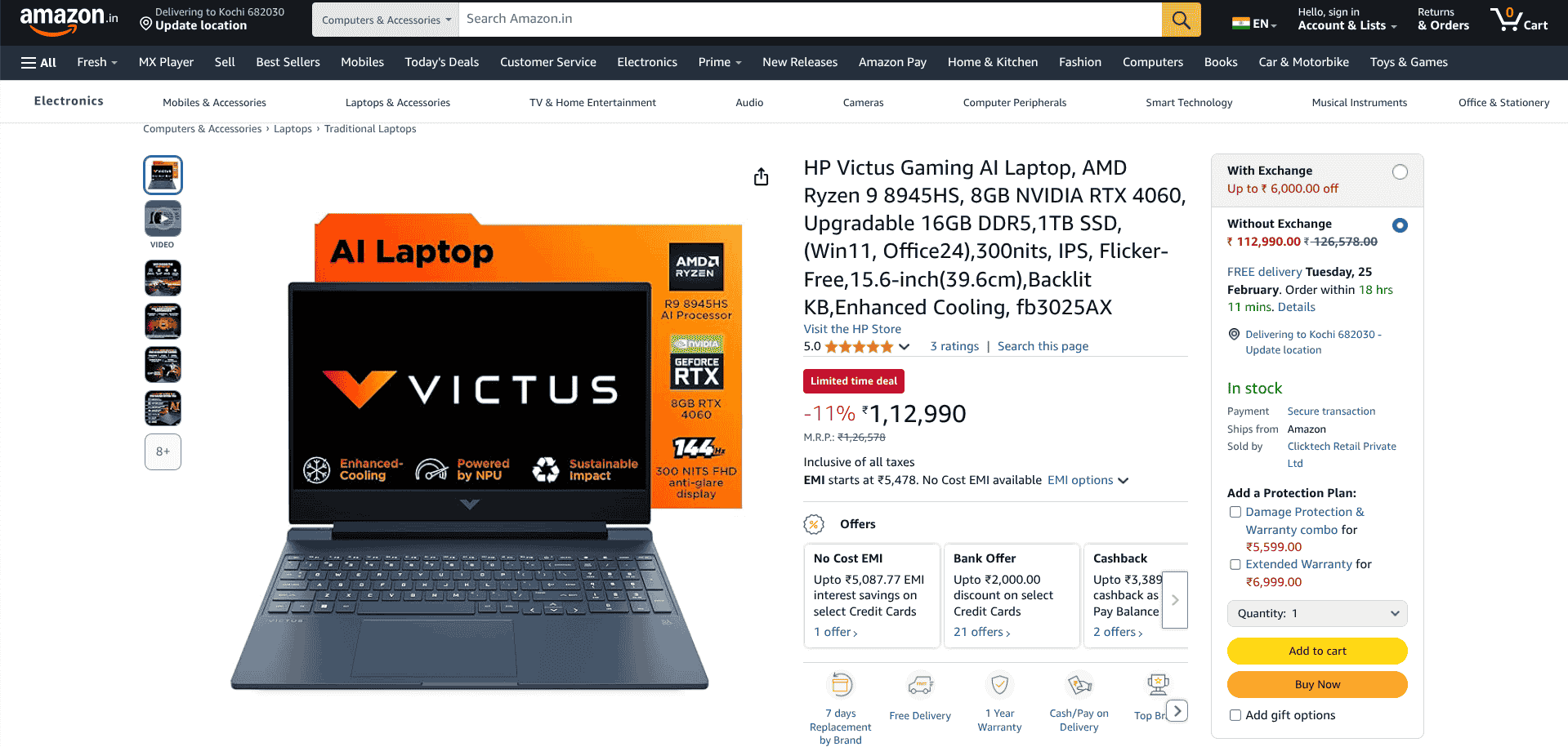 HP Victus Gaming AI Laptop - Amazon Listing