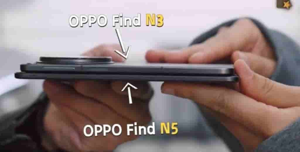 OPPO Find N5 Thickness Comparison With Predecessor - Image