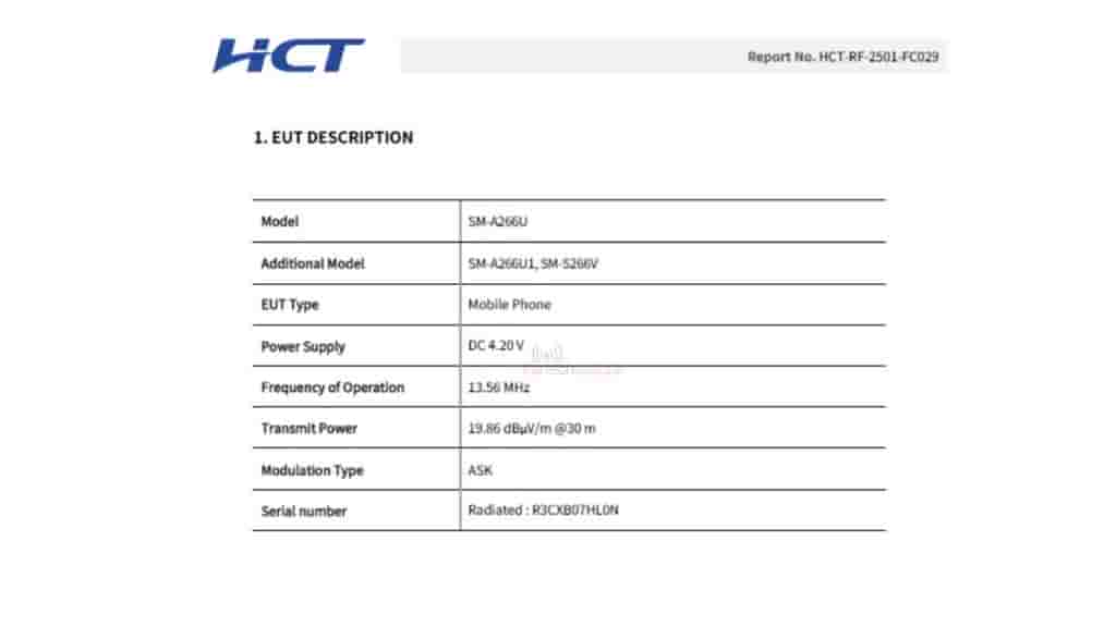 Samsung Galaxy A26 5G US Variant - FCC Certification (2)