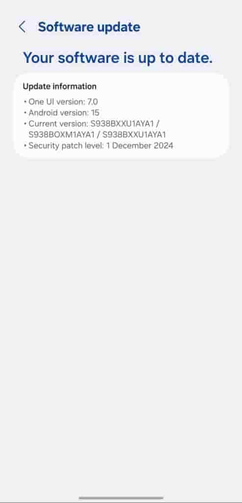 Samsung Galaxy S25 Ultra - Software Version