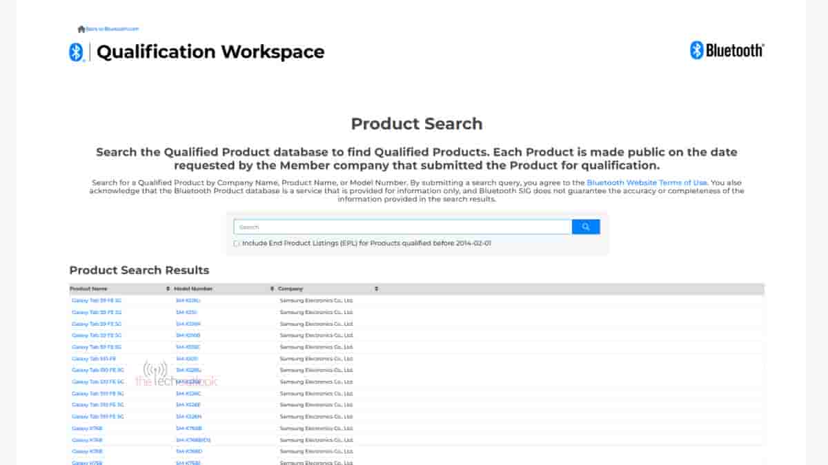 Samsung Galaxy Tab S10 FE Spotted on Bluetooth SIG