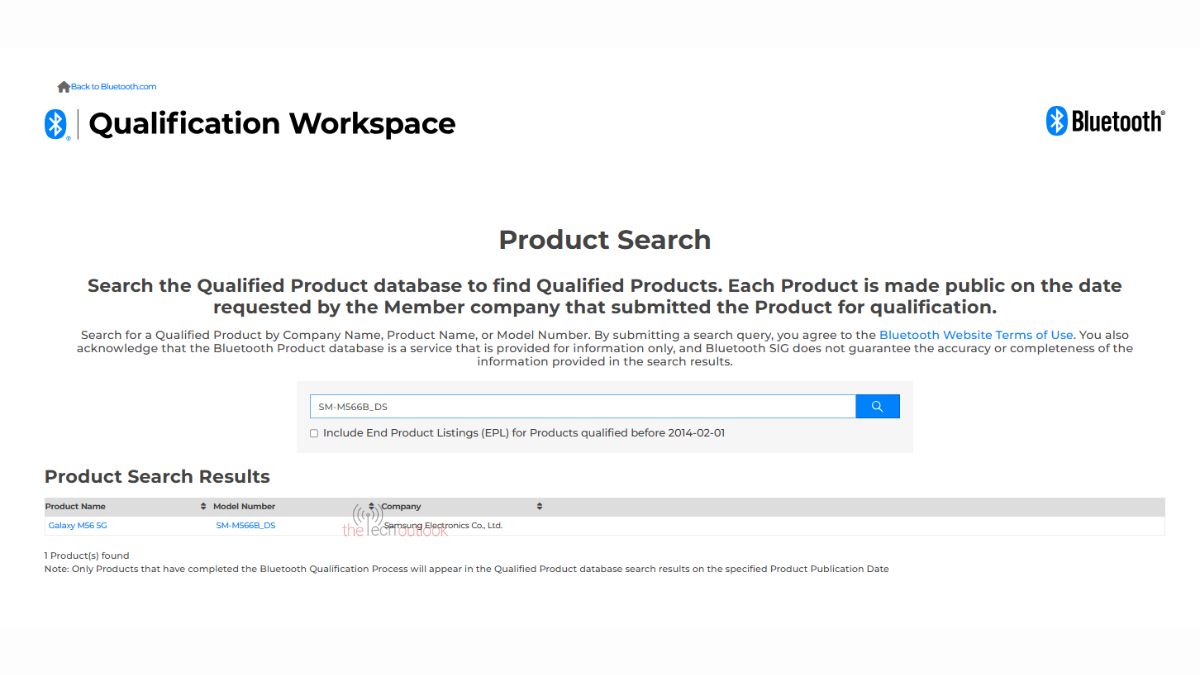 Samsung Galaxy M56 5G - Bluetooth SIG Certification