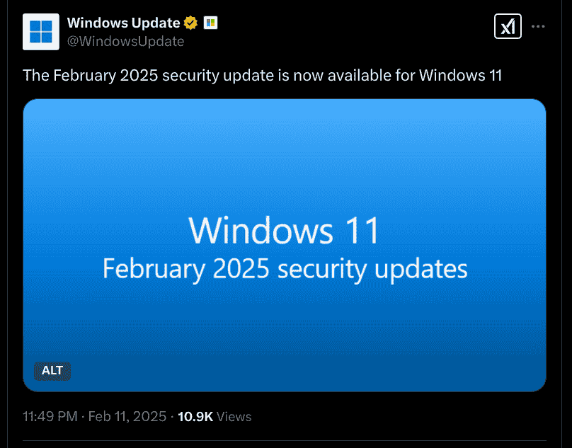 The February 2025 Security Update is Now Available for Windows 11 - X Update