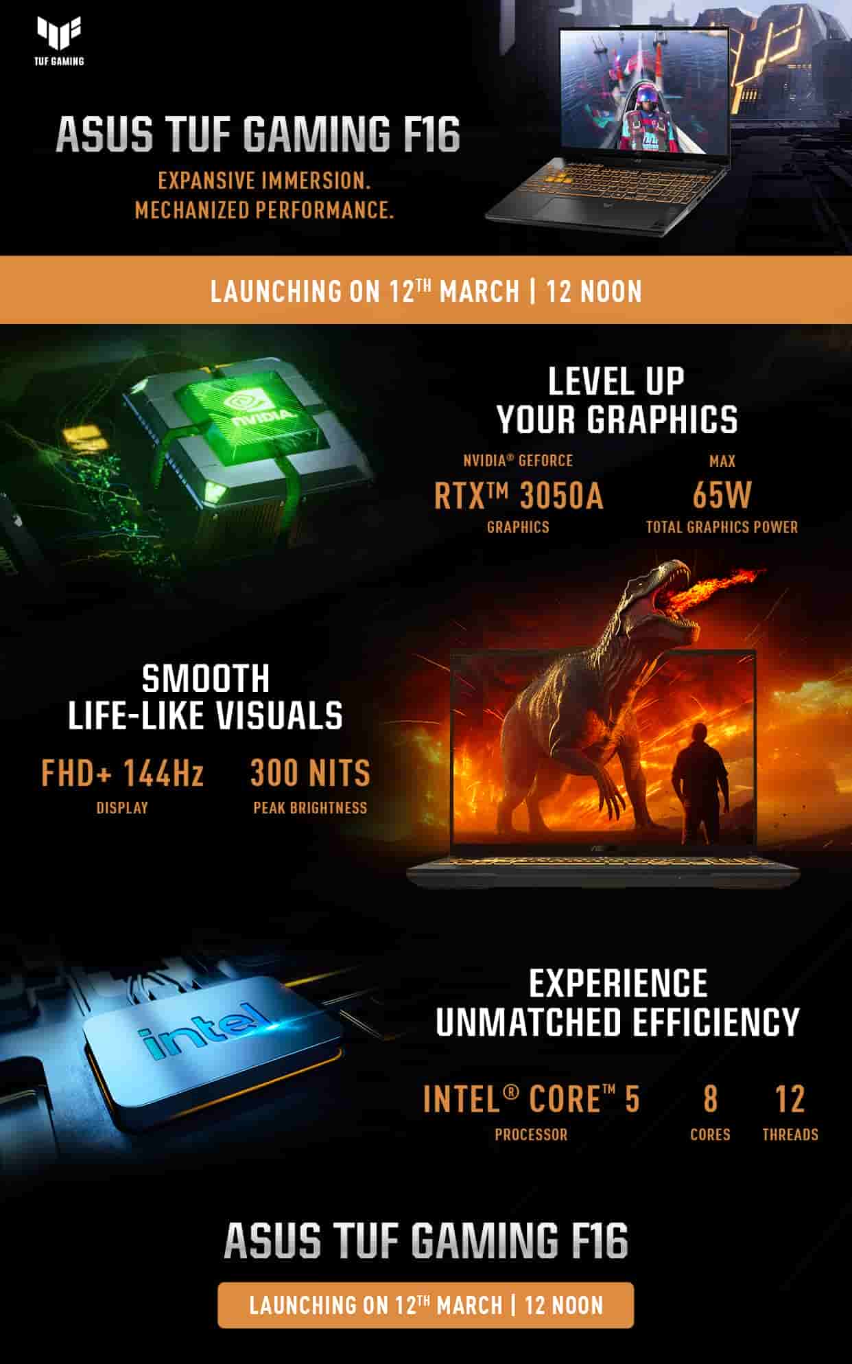 ASUS TUF Gaming F16 - Key Specs on Amazon Landing Page