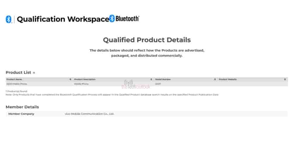Alleged iQOO Z10 Series Smartphone - Bluetooth SIG Certification